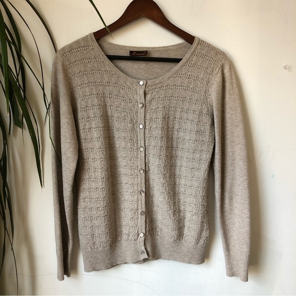 Xmyiteli Women's Cream Knit  Cardigan Cashmere Blend Button Down Casual Size S/M - Picture 4 of 12